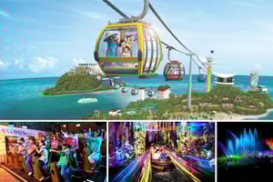 Begeleide Sentosa Island-tour met kabelbaan en Wings of Time-show