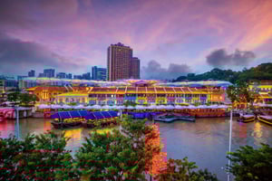 Singapore bij avond: Civic District & Clarke Quay Walk