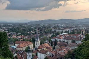 Le magnifique château de Ljubljana à pied :) avec un guide en italien