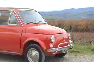 Från Castellina in Chianti: Hyr en vintage Fiat 500 med karta