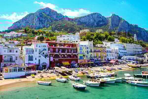 Da Napoli: tour guidato di Capri con biglietti del traghetto e minibus