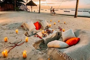 Jantar romântico na praia com fotos