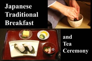 Traditioneel Japans ontbijt en theeceremonie