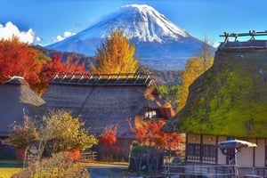 Tokio: de berg Fuji, de Chureito-pagode, het Kawaguchi-meer en Oshino Hakkai