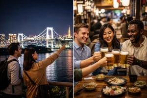 Tokyo de nuit et izakaya : de Shimbashi à Odaiba