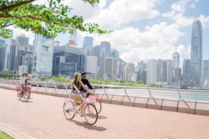 Victoria Harbour Shoreline Bike + Street Food Half-day Tour