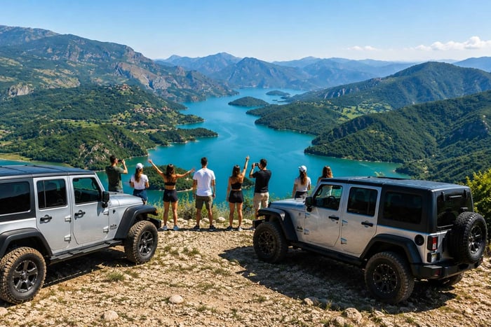 Tirana: Lago di Bovilla e Gamti: tour in Jeep Wrangler 4x4