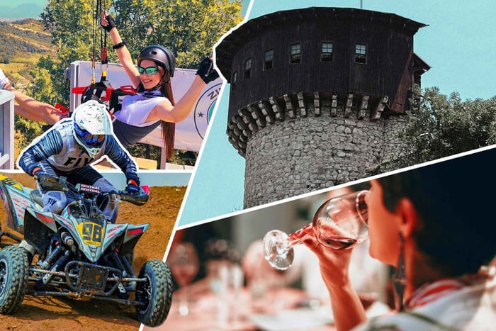 Tirana: Petrela Slot, ATV, Zipline og vinprovning