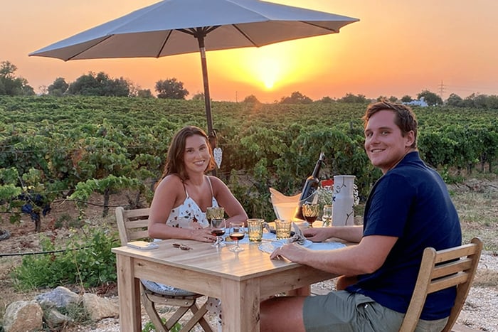 Algarve : dîner pour deux au coucher du soleil : vignoble, cataplana et vin