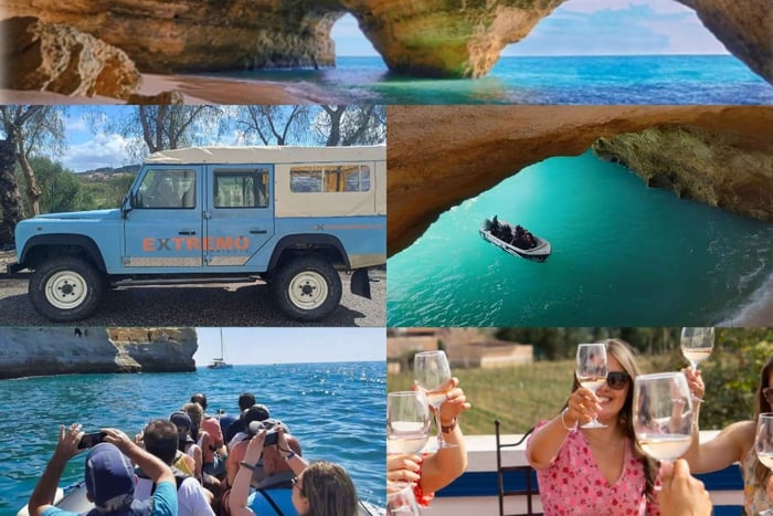 Benagil Adventure: Jeep & Boat Tour with Wines & Tapas