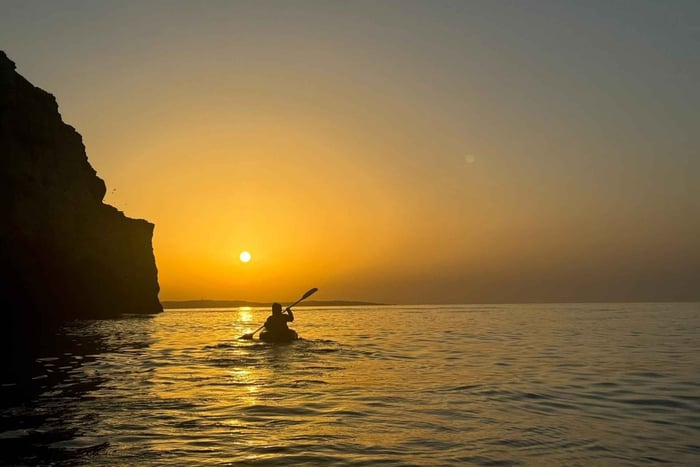Benagil: Sunrise kayak tour Benagil caves and secret spots