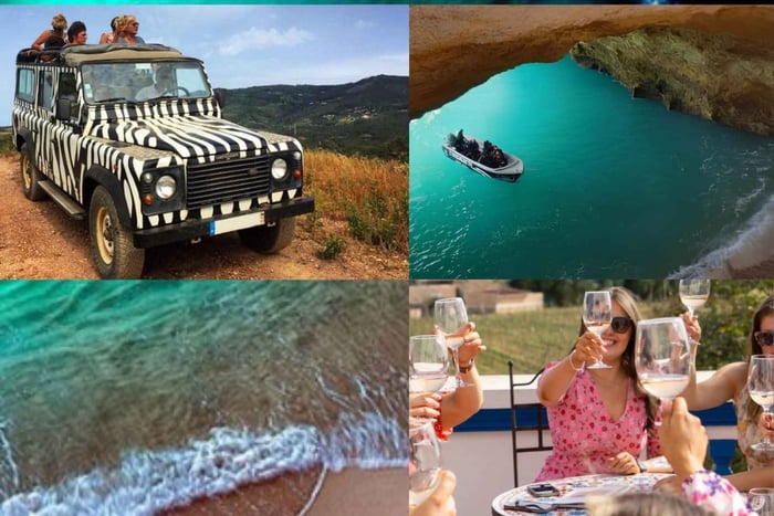 Benagil Zebra Adventure: Jeep & Boat Tour with Wines & Tapas