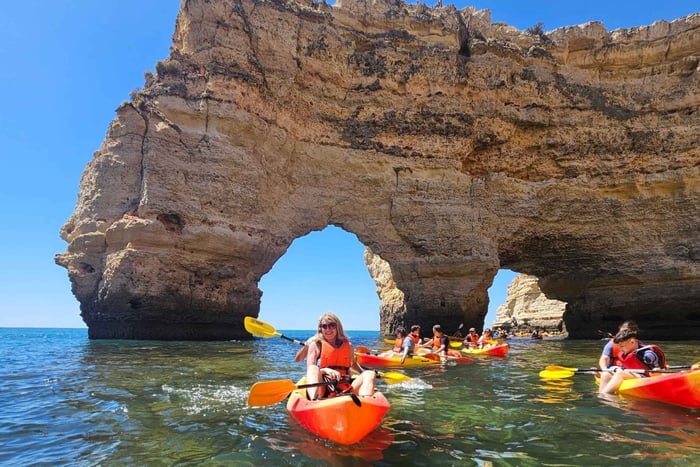 Lagoa: Benagil Cave and Marinha Beach Guided Kayaking Tour