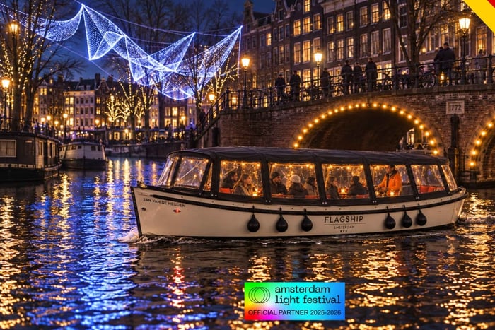 Ámsterdam: paseo en barco por el Festival de la Luz de Ámsterdam en alemán