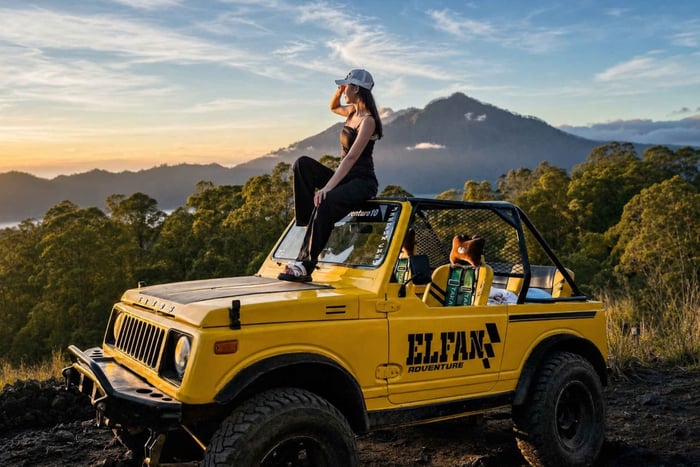 Bali : mont Batur au lever du soleil en Jeep (partagé) et sources chaudes