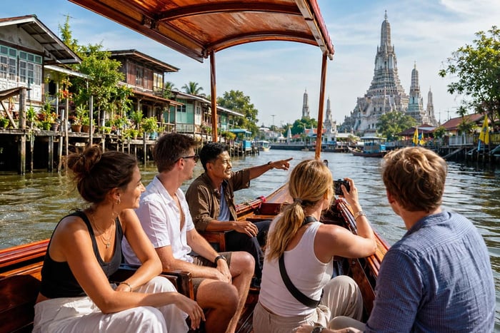 Bangkok : croisière classique en bateau longtail et visite guidée de Wat Arun