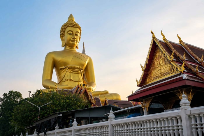 Bangkok : Wat Paknam, Garden Café et visite culinaire street food