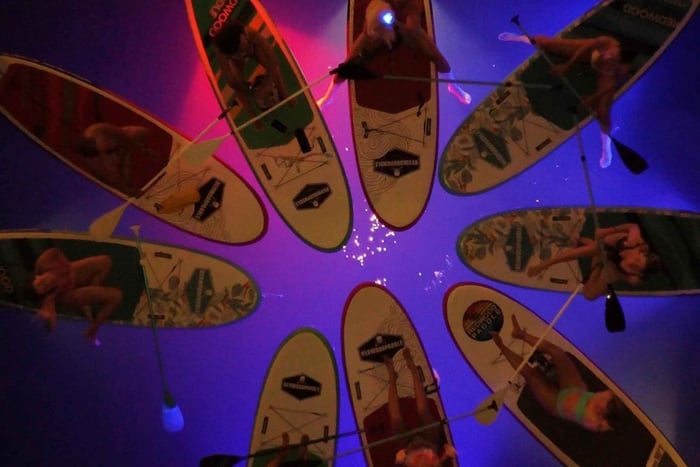 Barcelona Night Paddle Surf with LED Lights, Drinks & Photos