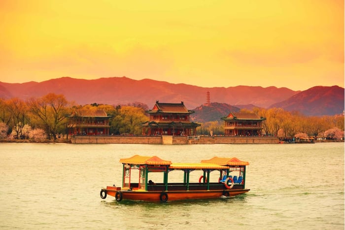 Ice Skating at Beijing Outdoor Rink in the Summer Palace