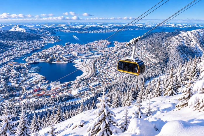 tour invernale in crociera – Ulriken e Fløyen in furgone