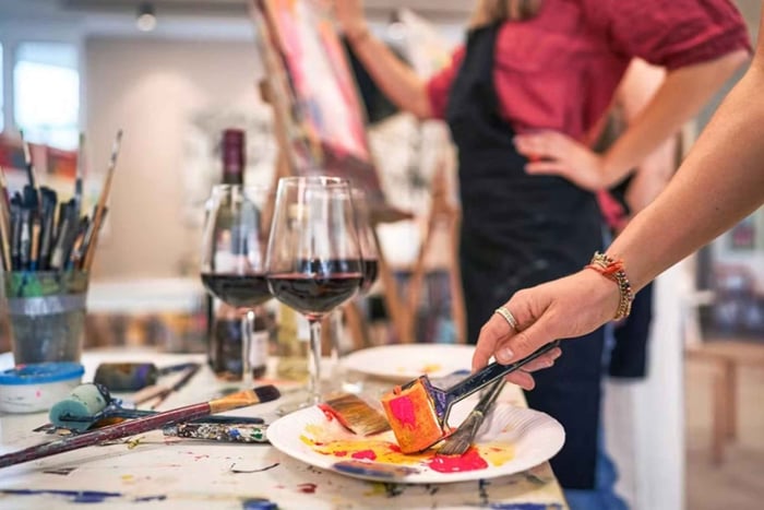 Paint & Drink Workshop with Texture Paste & Wine