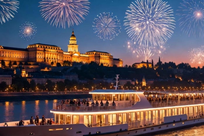 paseo en barco de gala por el Danubio en Nochevieja 2027 con cena y bebidas