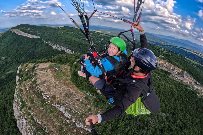 Tandem Paragliding Flight near Veliko Tarnovo