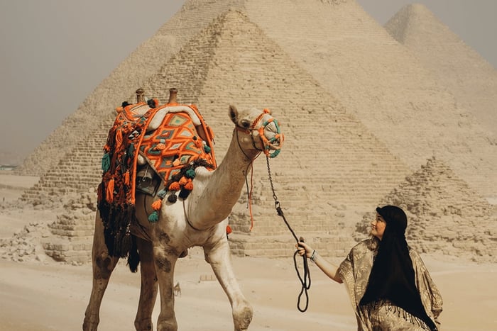 Kairo, Egypten Kamelridning i Giza-pyramiderna och rundtur på Egyptiska museet