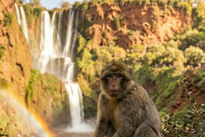 Från Marrakech: Guidad tur till Ouzoudfallen och vilda apor