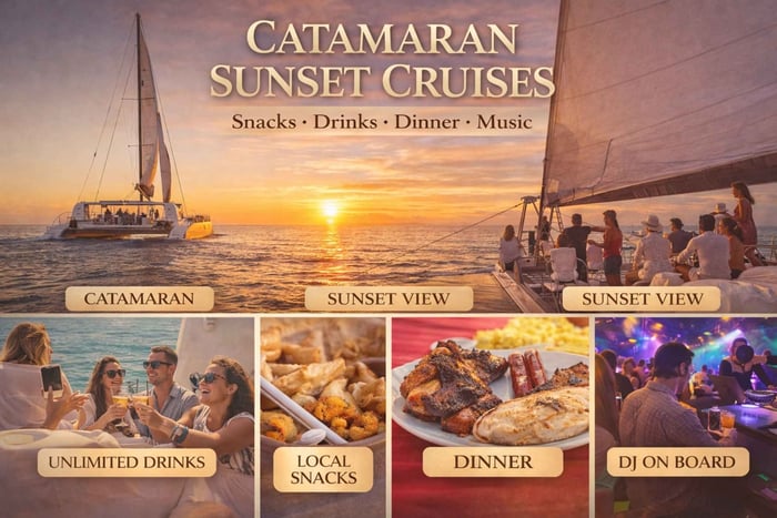 Grand Baie: paseo en barco al atardecer en catamarán con fiesta, cena, bebidas y DJ