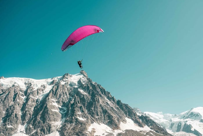 Tandem-Gleitschirmflug, Sprung über Chamonix