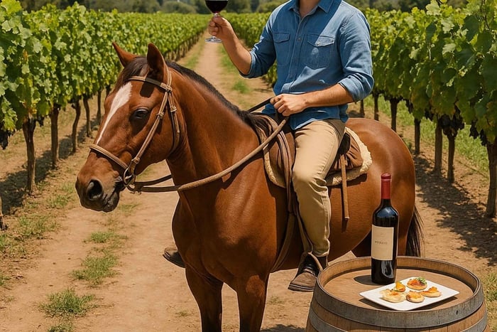 Horseback ride through the Thompson Wineries vineyard with tastings and pairings