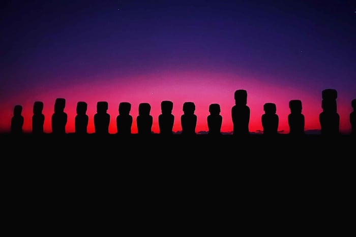 Amanhecer em Ahu Tongariki: o despertar do moai