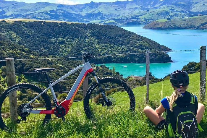 Akaroa: Excursión guiada en bicicleta eléctrica de montaña-Lava Loop