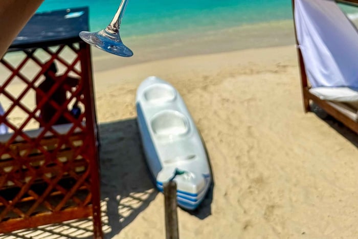 Discover Barú Island and its crystal-clear waters on a serene beach with a pool