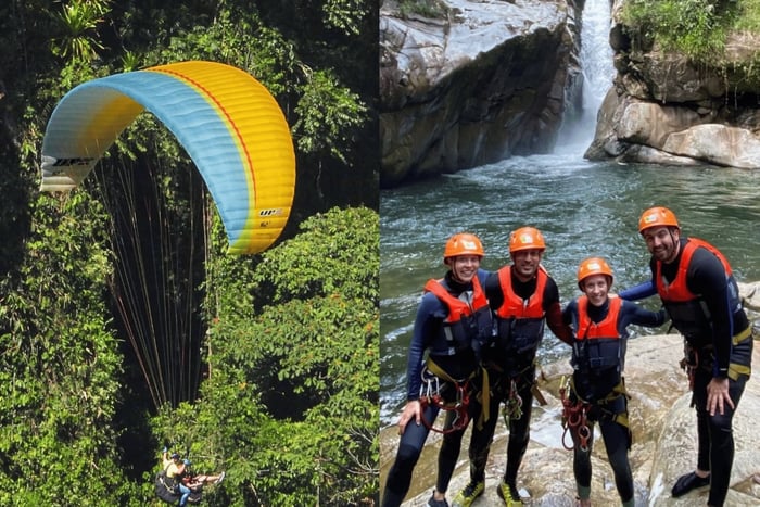 Z Guatape: PARAGLIDING i Cristalline CANYONING