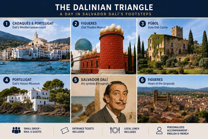 Da Figueres: tour del Triangolo di Dalí con pranzo e biglietti d'ingresso