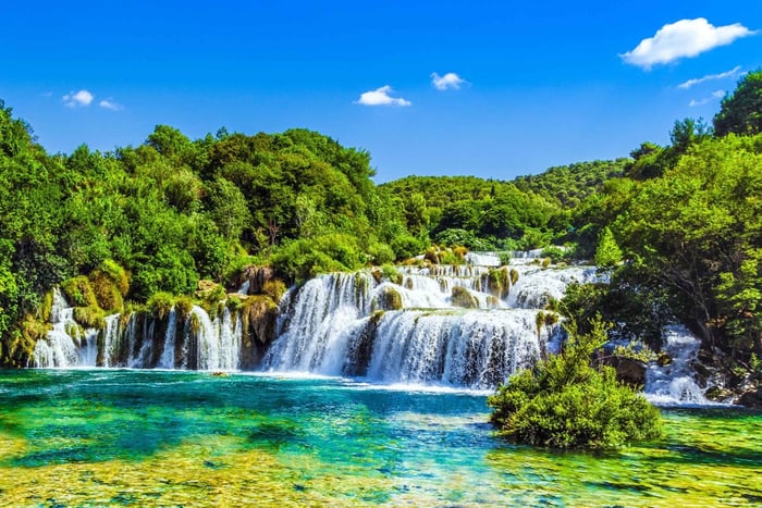 From Split & Trogir: Krka Waterfalls Day Tour with Boat Ride