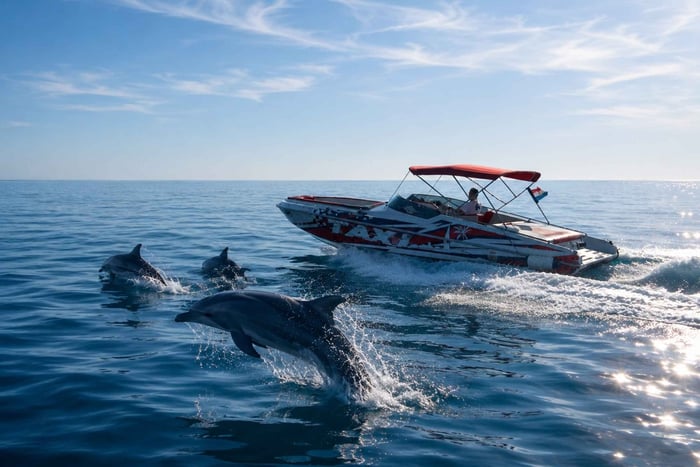 Poreč: dolfijnsafari en boottocht bij zonsondergang