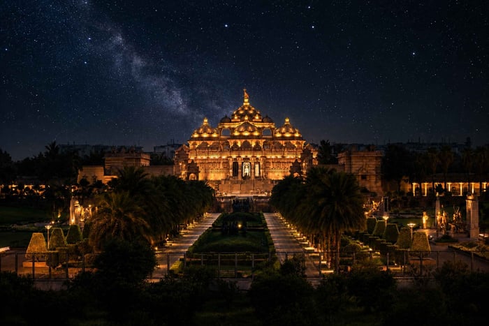 Delhi : visite du temple Akshardham avec exposition et spectacle d'eau