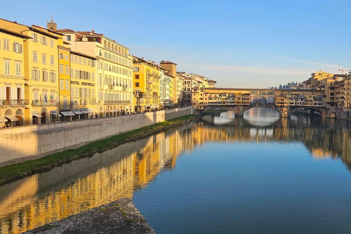 Cykeltur i Florens med solnedgång och Piazzale Michelangelo