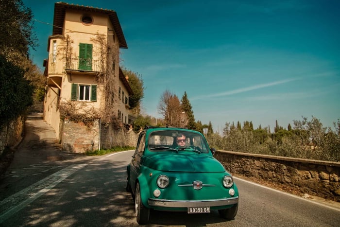 Degustazione di vini a Firenze e pranzo toscano in una Fiat 500 d'epoca