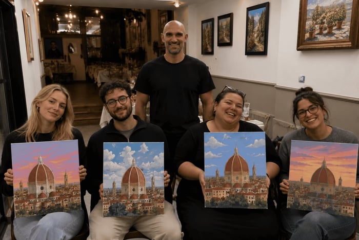 Florence : cours de peinture guidé avec vin à volonté et en-cas