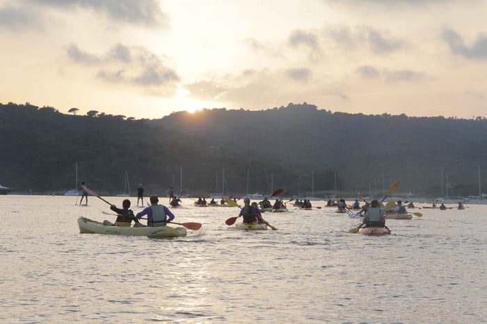 Sunset trip kayak tour in the gulf of Saint-Tropez