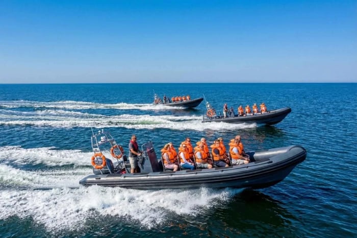 Gdańsk: privétransfer per supersnelle opblaasboot met vormvaste bodem in de baai van Gdansk