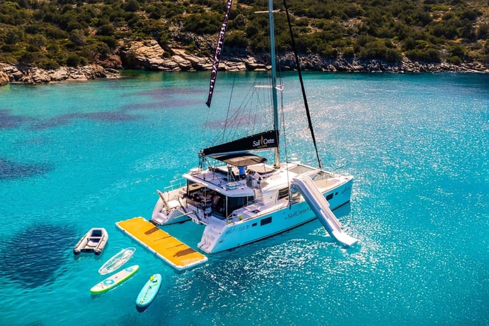Agios Nikolaos: Catamaran Sailing Trip with Lunch and Water Toys