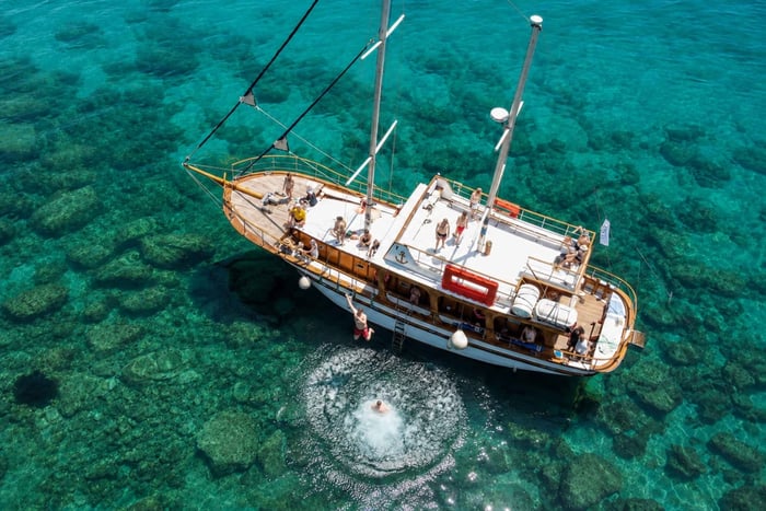 Hersonissos: Traditional Wooden Boat Trip, Swim Stops & Lunch