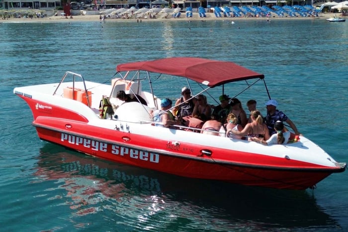 Rethymno: Schnellboot-Tour mit Schwimmen und Schnorcheln
