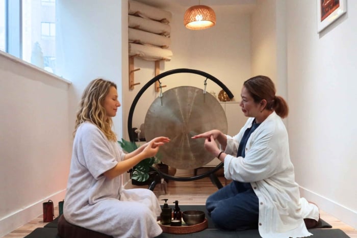 jetlag-ritueel met klankbad, meridiaanmassage en thee
