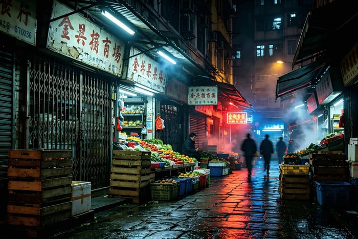 Hongkong: Spacer po targu owocowym Yau Ma Tei z motywami filmów gangsterskich